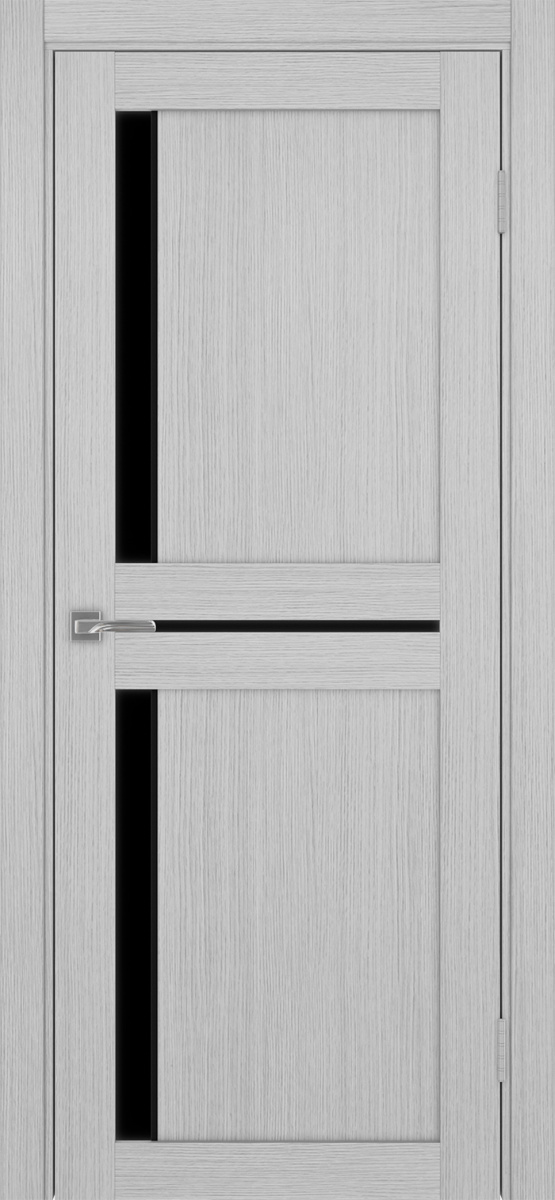 Дверь межкомнатная Оптима Порте Турин 523.221 АПП молдинг SB, цвет серый дуб, экошпон, стекло лакобель черное