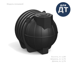 Модуль концевой ПОДЗЕМНЫЙ DL усиленный с крышкой Полимер-Групп DL DT 3000 л. горизонтальный (1745x1740x1880см;110кг;черный) - арт.559127