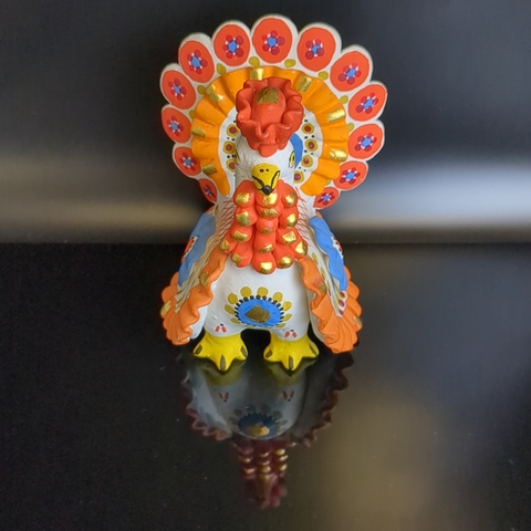 Статуэтка Дымковская игрушка Индюк 14,5 см, шикарная ручная роспись, Киров-Вятка, винтаж 1980-1990 гг