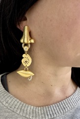 76141- Длинные асимметричные серьги в стиле Schiaparelli с подвесками