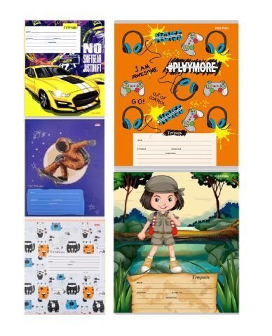 Тетрадь А5 12л клетка Принт Ассорти