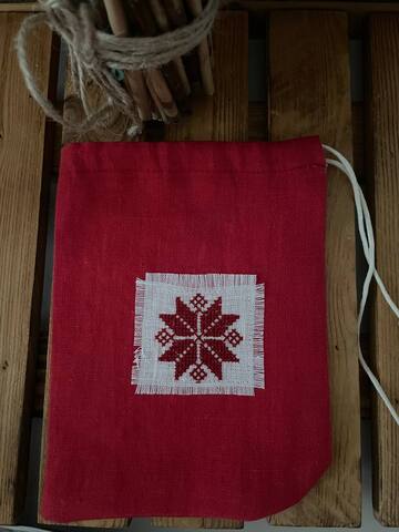 Мешочек льняной с вышивкой в этностиле MI-102-Midi