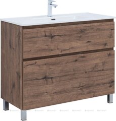 Aquanet 344130 Тумба Алвита new 100 напольная 2 ящ. цв.дуб веллингтон табак (344130) фото