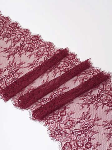 Кружево шантильи бордовое неэластичное ширина 24 см купон 2.9 м С БРАКОМ