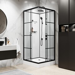 Душевая кабина Niagara Standart (90х90х225) черный, стекло прозрачное