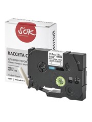 Кассета с лентой S'OK by Sakura Printing HSe-231 для Brother,  черный на белом, 12мм, 8м , наклейка