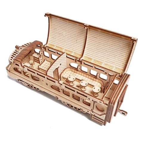 Поезд Атлантический экспресс от Wood Trick cборная модель - Локомотив, деревянный конструктор 3D пазл