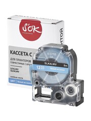 Кассета с лентой S'OK by Sakura Printing K4LWV для Epson , белый на синем, 12мм, 8м