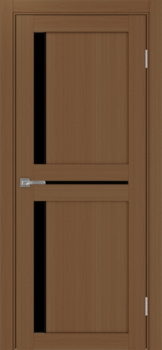 Дверь межкомнатная Оптима Порте Турин 523.221 АПП молдинг SB, цвет орех, экошпон, стекло лакобель черное