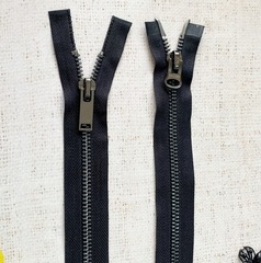 Молния шлифованная металл Т8, L 80 см, 2 бегунка, чёрный/тёмный никель