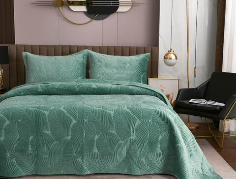 Покрывало 240х260 и 2 наволочки 50х70 Sofi De MarkO Ноэль изумруд