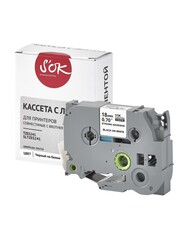 Кассета с лентой S'OK by Sakura Printing TZES241 для Brother,  черный на белом, 18мм, 8м , наклейка
