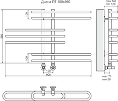 Полотенцесушитель Диана П7 100х560 (2+3+2) Терминус