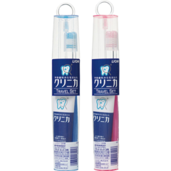 Дорожный набор Lion Япония зубная щетка + зубная паста Clinica, розовый / синий, 30 г