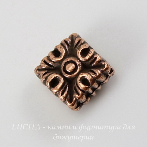 Бусина ромб TierraCast "Luna" 11х11х6 мм (цвет-античная медь) ()