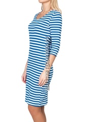 Платье с голубой полосой - Магазин тельняшек.ру 8-800-700-93-18Платье с голубой полосой с рукавом 3/4 (цвет как у тельняшки ВДВ) в Магазине тельняшек