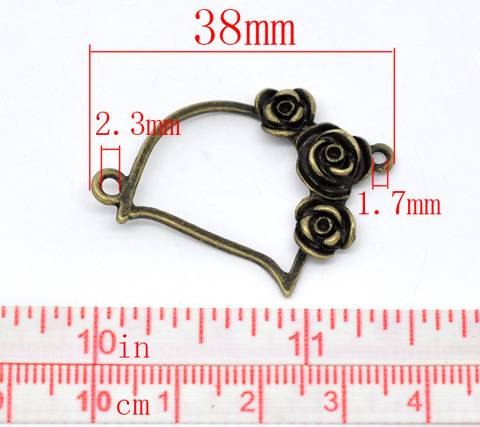 Коннектор "Три розы" (1-1) 38х27 мм (цвет - античная бронза) ()