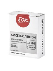 Кассета с лентой S'OK by Sakura Printing TZEFX241 для Brother,  черный на белом, 18мм, 8м , наклейка