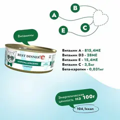 Best Dinner Hypoallergenic консервы для котят и взр кошек диетический (индейка) 100 гр