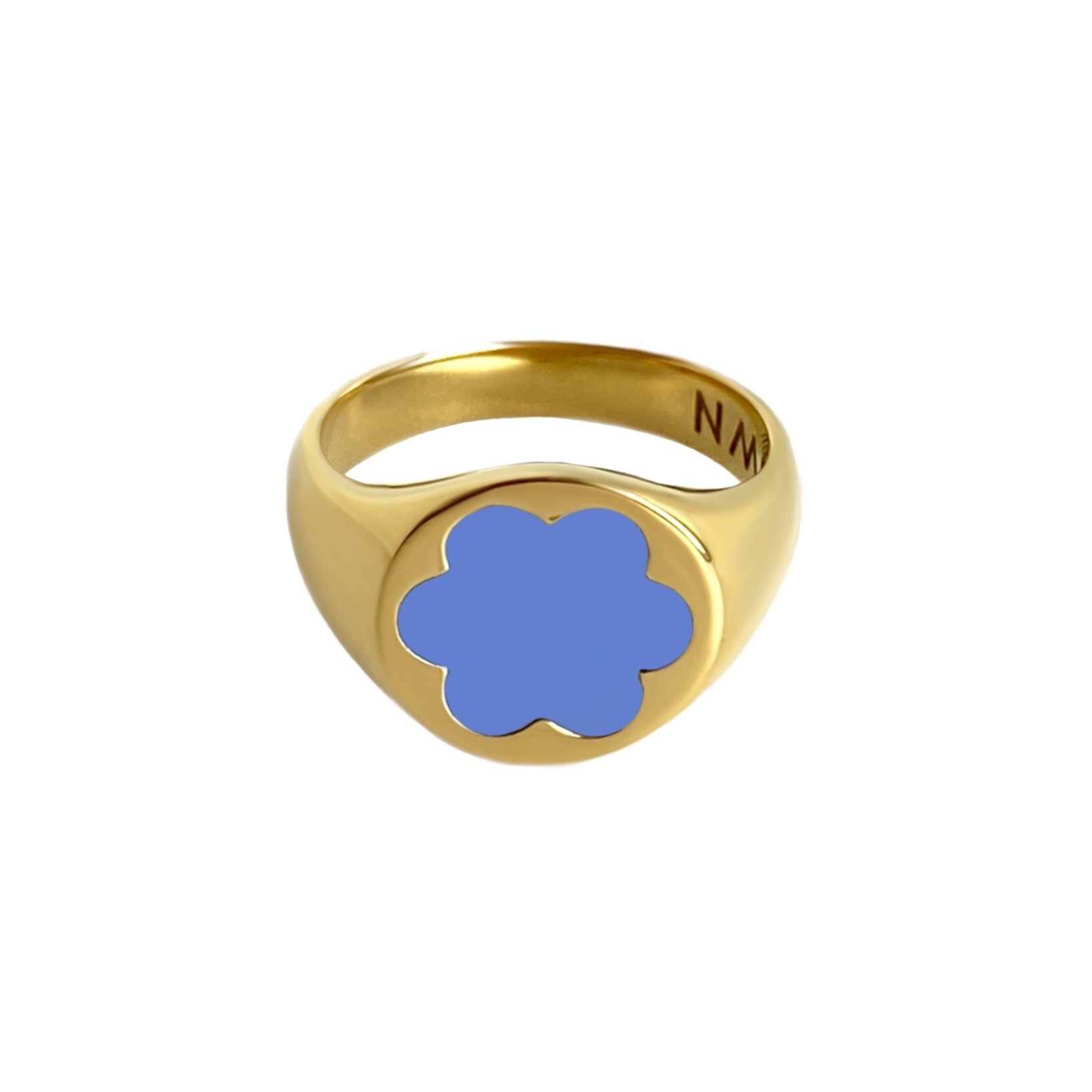 цена MOONSWOON Кольцо-печатка Gold Forget-Me-Not Ring – Blue