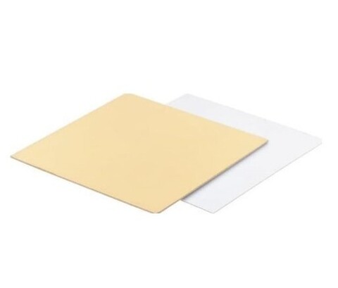 Подложка для торта 15*15см (3,2мм) золото/белый квадрат