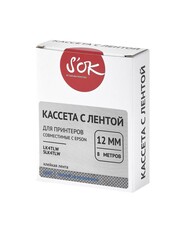 Кассета с лентой S'OK by Sakura Printing K4TLW для Epson , голубой на прозрачном, 12мм, 8м