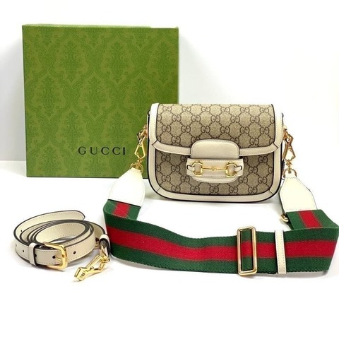 Мини-сумка Gucci Horsebit 1955 бежевый