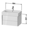 Duravit XViu Тумба подвесная 397x684x454мм, для раковины #235070, 2 ящика, цвет: walnut dark/черный матовый XV43350B221