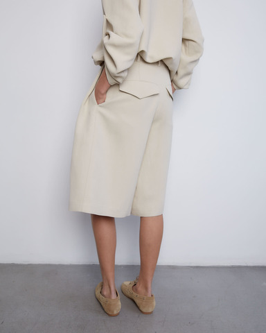 Бермуды из смесового льна Стелла Маккартни светло-бежевый