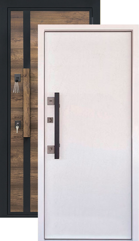 Термодверь входная Двери регионов Роял Норд Термо, 2 замка, 1,8 мм металл, (дуб cpl+белый меламин)