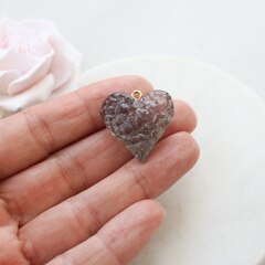 Подвеска Сердце, серый, акрил, 26 мм, РК010