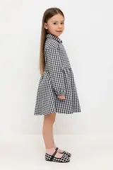 платье  для девочки  КР 5907/серая клетка на белом к519