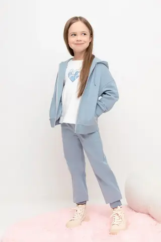 брюки  для девочки  КР 400669/пыльно-синий к467