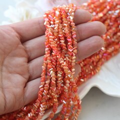Хрусталь (стекло) граненный, кораллово-оранжевый 4*3 мм, 1 нить, К151