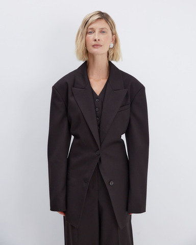 Жакет на пояске из шерсти Гуччи горький шоколад