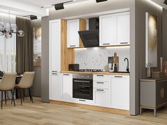 Прямая модульная кухня Нео-02 White Silk - Дуб Вотан 2140*2300*600