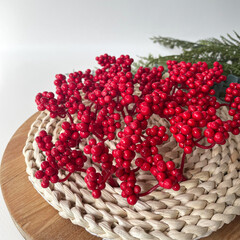 №2 Ягоды бузины зонтиком, цвет КРАСНАЯ, пучок 6 см, набор 10 шт.