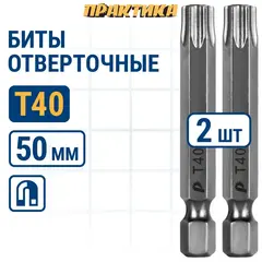 Бита отверточная ПРАКТИКА Профи Torx Tamper-40 х 50мм (2шт), (776-492)