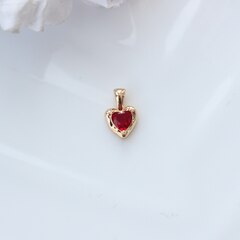 Подвеска Сердце с рубиново-красным фианитом, 12*8 мм, позолота, П291