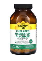 Country Life хелатный глицинат магния, 180 таблеток (133 мг в 1 таблетке)