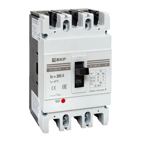 Выключатель автоматический в литом корпусе ВА-99М 250/200А 3P 10In 35кА с термомагнитным расцепителем EKF