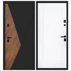Купить Входная дверь Плата шагрень чёрная дуб старый ПВХ белый матовый