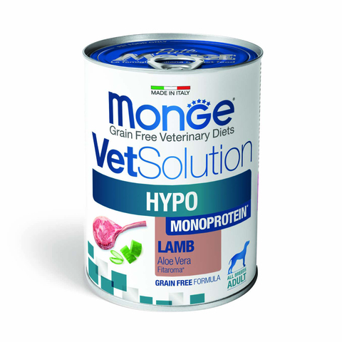 Ветеринарная диета Monge VetSolution Dog Hypo Monoprotein LAMB Гипо монопротеин с ягнёнком для собак для снижения реакции пищевой непереносимости