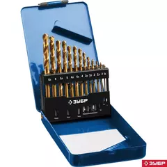 ЗУБР ТИТАН, 13 шт, (1.5-6.5 мм), сталь Р6М5, класс А, титановое покрытие, набор сверл по металлу, Профессионал (29615-H13)