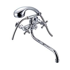 Смеситель для ванны-умывальника ПСМ 158-К/89, металлические маховики Крест, переключатель - керамическая кран-букса