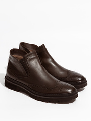 Кожаные ботинки Luca Guerrini 11530 коричневые на меху купить в Москве