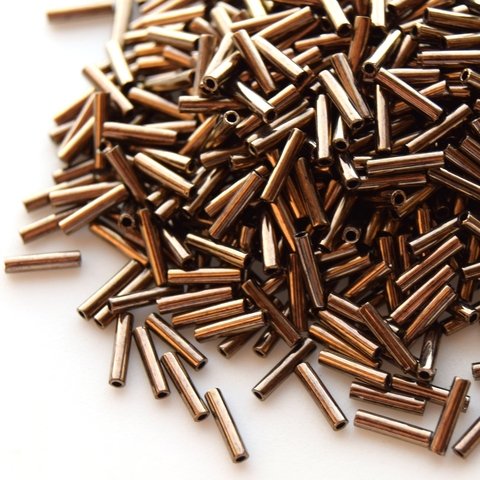 SLB-0457 Стеклярус тонкий 6мм Миюки/Miyuki Slender bugles Metallic Dark Bronze