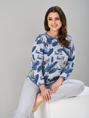 Костюм с брюками КБ-71/серыймеланж-перья