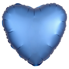 Шар сердце сатин синий