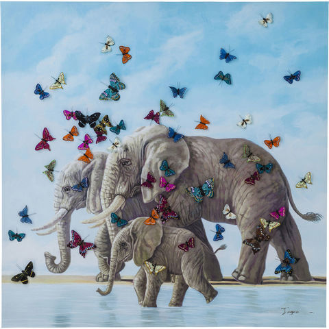 Картина Elefants with Butterflys, коллекция 